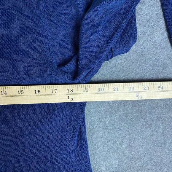 Eileen Fisher Sweater Womens Petite Large Blue Linen Blend Cardigan Long Sleeve - Picture 10 of 11